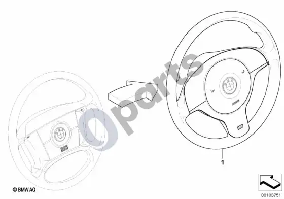 BMW 3 E46 modifikacija, 4 stipinų vairas => m sport – schema
