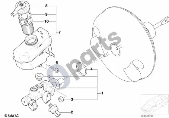 BMW 3 E46 pagrindinis stabdžių cilindras DSC – schema