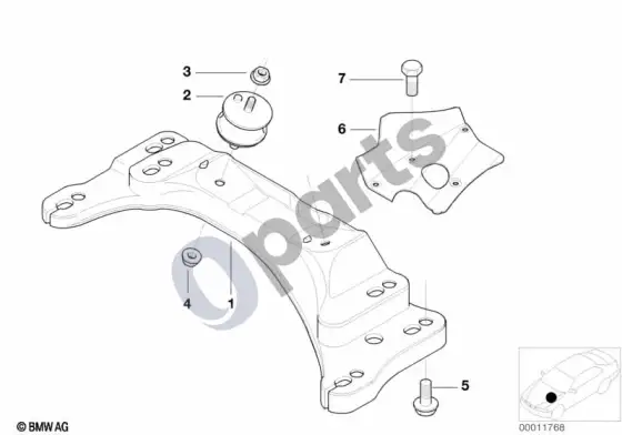 BMW 3 E46 pavarų dėžės pakaba – schema