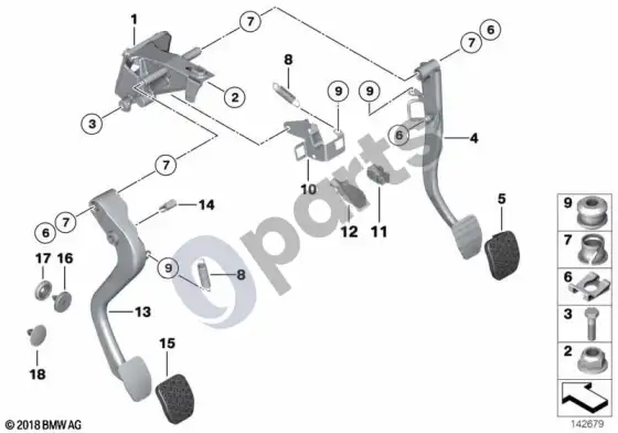 BMW 3 E46 pedalų / stabdžių žibintų jungiklis – schema