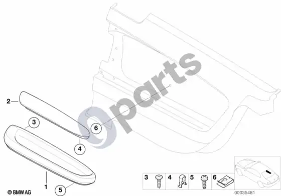 BMW 3 E46 porankis, galinis – schema
