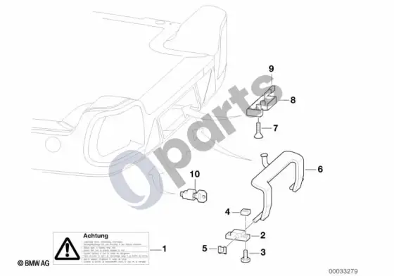 BMW 3 E46 priekaba, atskiros dalys, krovimo rampos fiksatorius – schema