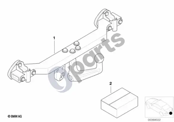 BMW 3 E46 priekabos kablys – schema