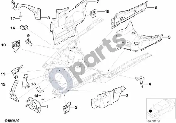 BMW 3 E46 priekinis kėbulo laikiklis, dešinys – schema