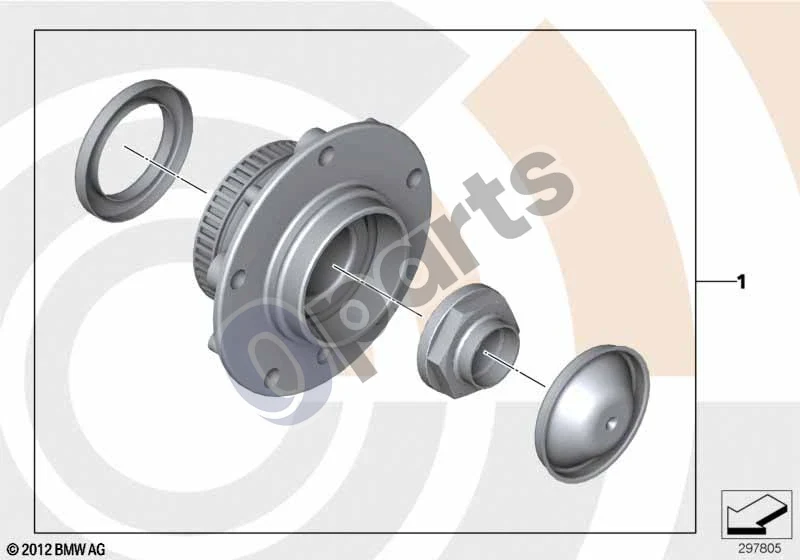 BMW 3 E46 (1998–2005) Ratų guolio komplektas, priekinis / Value Line schema – pozicija 01: Rato guolio techninės priežiūros komplektas, priekinis (VALUE PARTS)