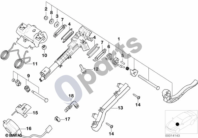 BMW 3 E46 (1998–2005) Reguliuojama vairo kolonėlė / atskiros detalės schema – pozicija 16: Vairo posūkio kampo jutiklis