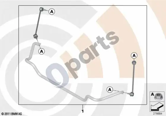 BMW 3 E46 remonto komplektas, stabilizatoriaus trauklės – schema