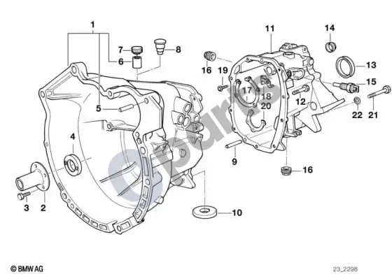 BMW 3 E46 s5d...g korpusas ir tvirtinimo dalys – schema