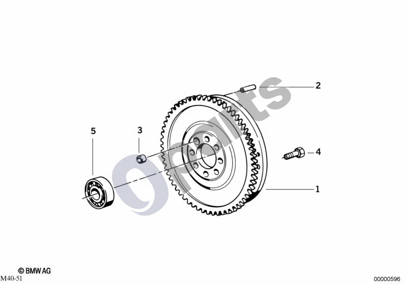 BMW 3 E46 (1998–2005) Smagratis / dvigubos masės smagratis schema – pozicija 05: Radialinis rutulinis guolis (15X32X10)