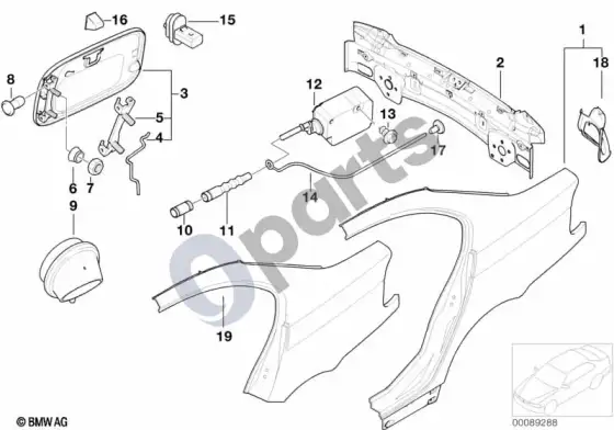 BMW 3 E46 šoninė apdaila/galinė apdaila – schema
