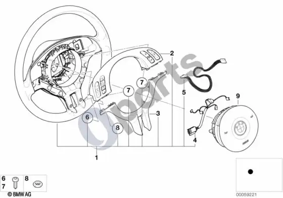 BMW 3 E46 sportinis vairas, oro pagalvė-smart daugiafunkcis / dekoratyvinis dangtelis – schema