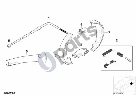 BMW 3 E46 stovėjimo stabdys / stabdžių kaladėlės – schema