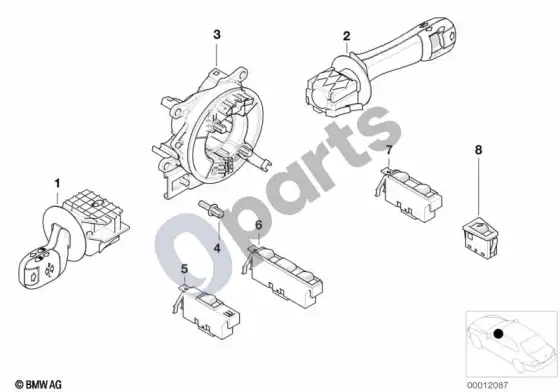 BMW 3 E46 vairo kolonėlės jungiklis / langų pakėlėjas – schema