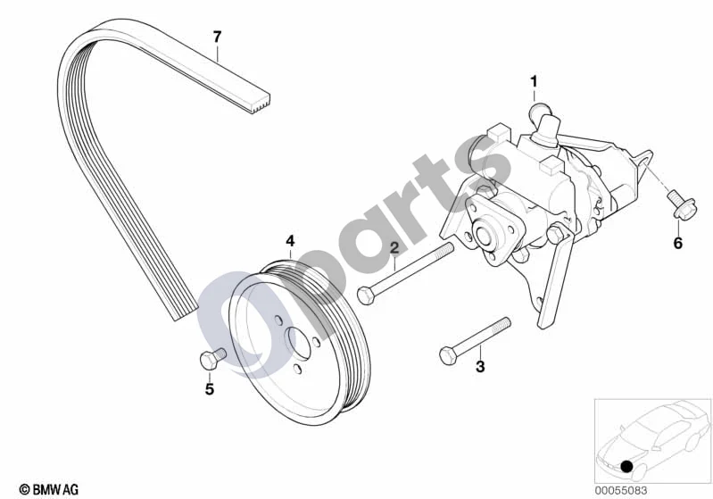 BMW 3 E46 (1998–2005) Vairo stiprintuvo siurblys schema – pozicija 04: Skriemulys (D=135MM)