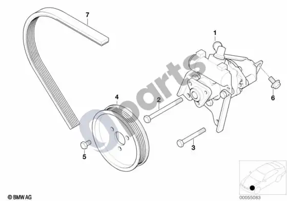 BMW 3 E46 vairo stiprintuvo siurblys – schema
