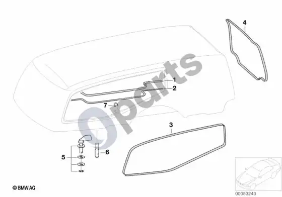 BMW 3 E46 variklio dangčio dalys, kėbulas – schema