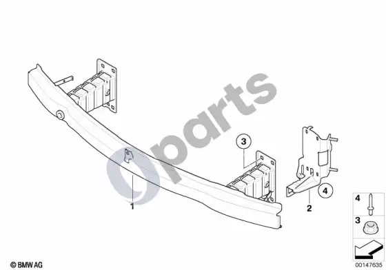 BMW 3 E90 E91 atrama, priekinė – schema