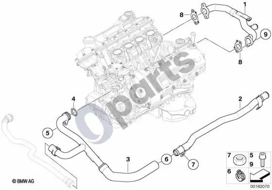 BMW 3 E90 E91 aušinimo sistemos vamzdis – schema