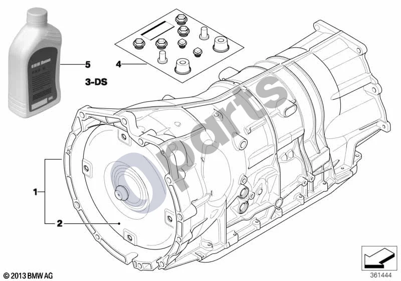 BMW 3 E90 E91 (2005–2012) Automatinė pavarų dėžė GA6HP26Z – visų ratų pavara schema – pozicija 02: Sukimo momento keitiklis
