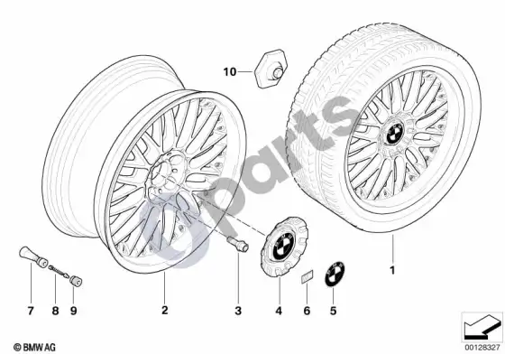 BMW 3 E90 E91 BMW kompozitinis ratlankis, m kryžminių stipinų 101 – schema
