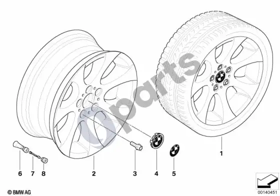 BMW 3 E90 E91 BMW lengvojo lydinio ratlankis ellipsoid styling 162 – schema