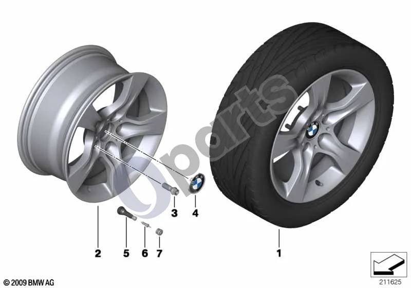 BMW 3 E90 E91 (2005–2012) BMW lengvojo lydinio ratlankis star spoke 339 schema – pozicija 02: Lengvojo lydinio ratlankis