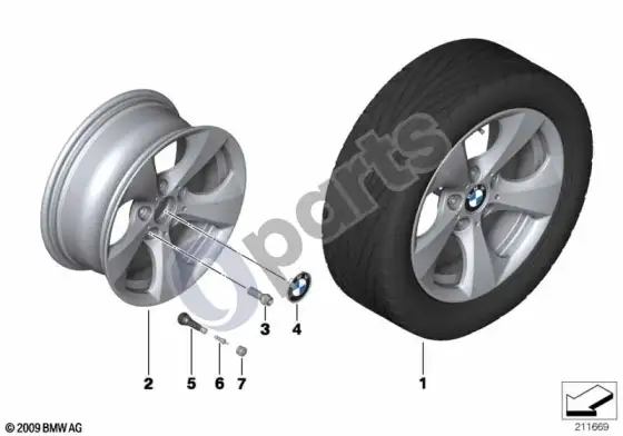 BMW 3 E90 E91 BMW lengvojo lydinio ratlankis streamline 306 – schema