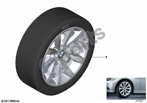 BMW 3 E90 E91 BMW lengvojo lydinio ratlankis v-spoke 285 - 17" – schema
