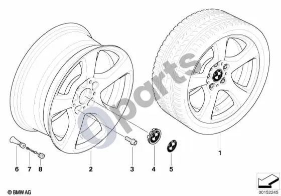 BMW 3 E90 E91 BMW light alloy wheel, spider spoke 157 – schema