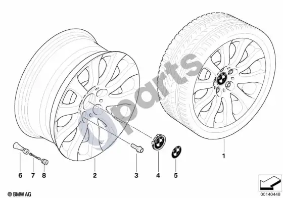 BMW 3 E90 E91 BMW light alloy wheel, spider spoke 159 – schema