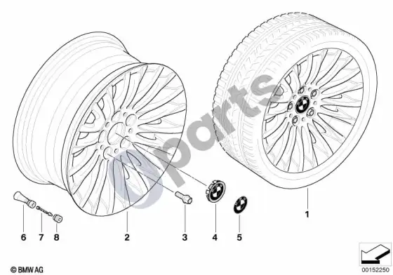 BMW 3 E90 E91 BMW light alloy wheel, spider spoke 187 – schema