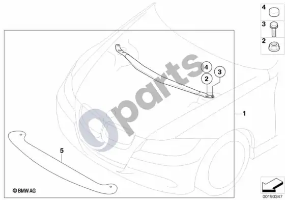 BMW 3 E90 E91 BMW performance bokštelių išorinė jungtis, karbonas – schema
