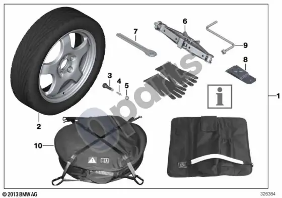 BMW 3 E90 E91 compact spare-wheel system – schema