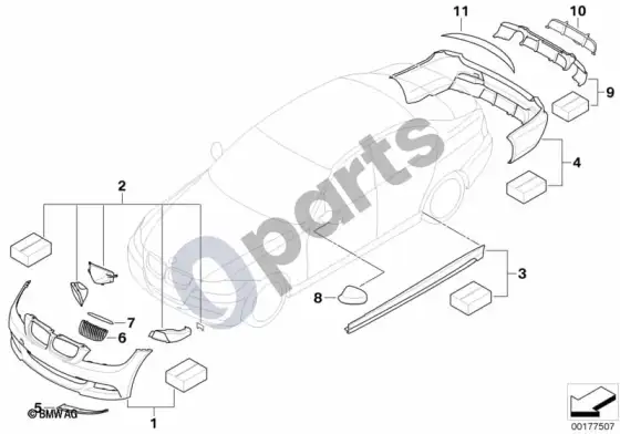 BMW 3 E90 E91 BMW performance aerodinamika (E90 316IN43) – schema