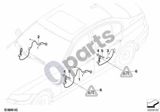 BMW 3 E90 E91 durų laidų pynė (E90 316IN43, E91 318DM47N2) – schema