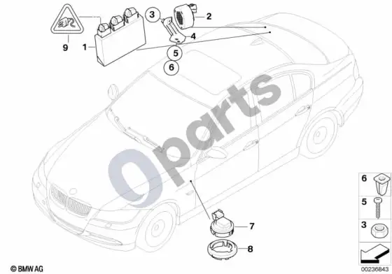 BMW 3 E90 E91 parkavimo atstumo kontrolė (PDC, E90 316IN43, E91 318DM47N2) – schema