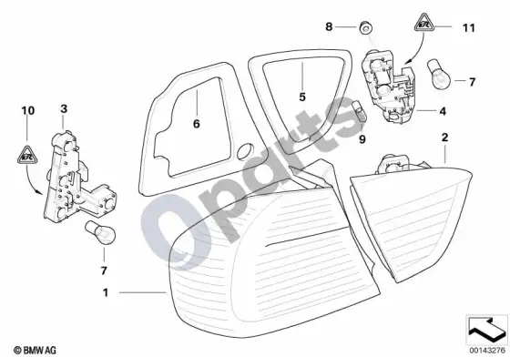 BMW 3 E90 E91 galinis žibintas (E90 316IN43) – schema