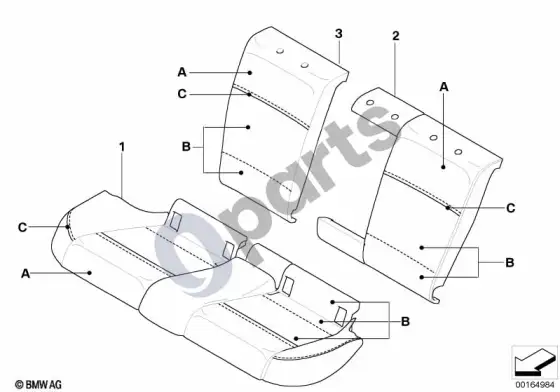 BMW 3 E90 E91 individual galinė sėdynė su pralaida, LC; 2006.03 - ... – schema