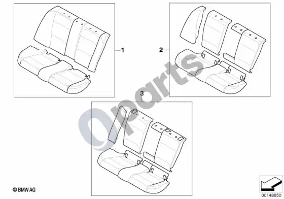BMW 3 E90 E91 leather retrofit rear seat bench (E90 316IN43) – schema