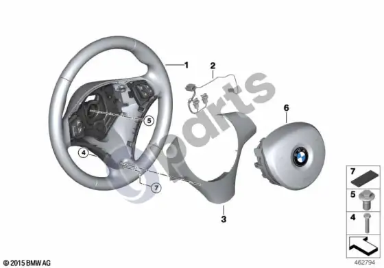 BMW 3 E90 E91 sportinio vairo oro pagalvė – schema