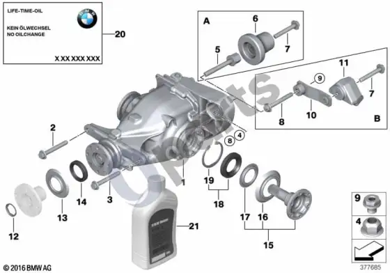 BMW 3 E90 E91 diferencialo pavara / išėjimas (E90 320DM47N2) – schema