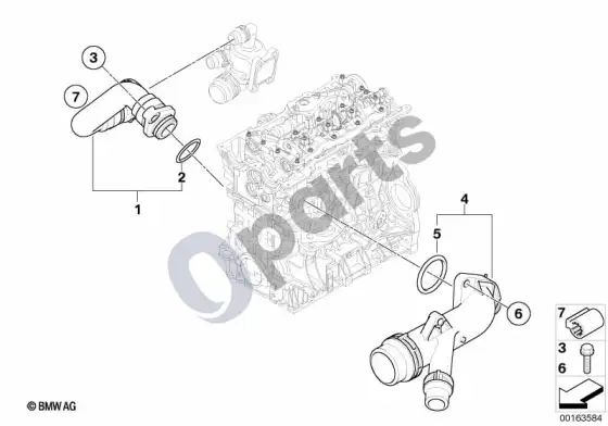 BMW 3 E90 E91 aušinimo sistemos vandens žarnos (E90 320IN46, E91 320IN46) – schema
