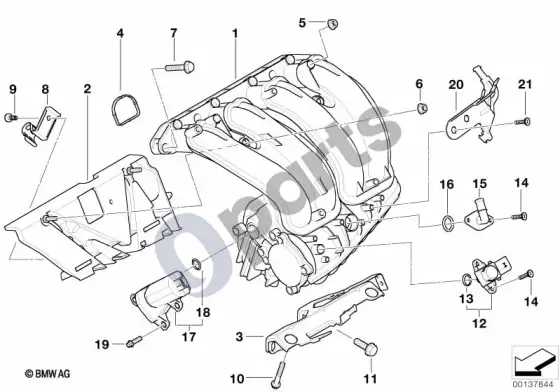 BMW 3 E90 E91 įsiurbimo kolektoriaus sistema (E90 320IN46, E91 320IN46) – schema