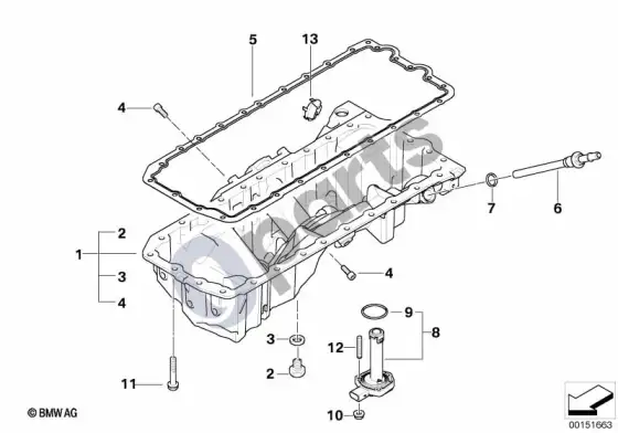 BMW 3 E90 E91 alyvos karteris (E90 325XIN52, E90 330XIN52, E91 325XIN52, E91 330XIN52) – schema