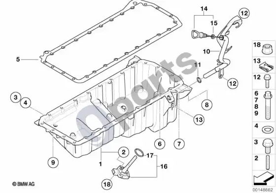 BMW 3 E90 E91 alyvos karteris / alyvos lygio matuoklis (E90 330D, E91 330D) – schema
