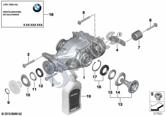 BMW 3 E90 E91 diferencialo pavara / išėjimas (E90 330D, E91 330D) – schema