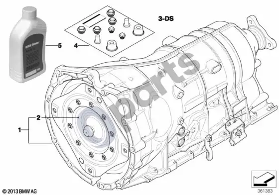 BMW 3 E90 E91 automatinė pavarų dėžė GA6HP26Z (E90 335D, E91 335D) – schema