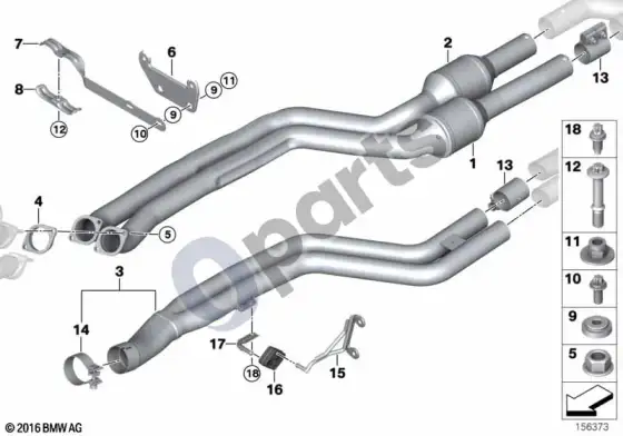 BMW 3 E90 E91 katalizatorius/priekinis duslintuvas (E90 335D, E91 335D) – schema