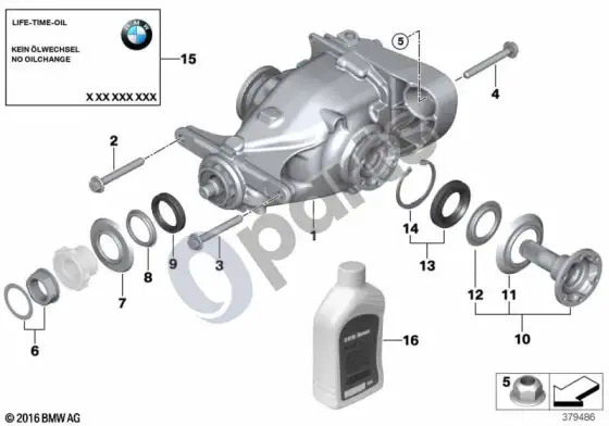 BMW 3 E90 E91 diferencialo pavara / išėjimas (E90 335I, E90 335XI, E91 335I, E91 335XI) – schema