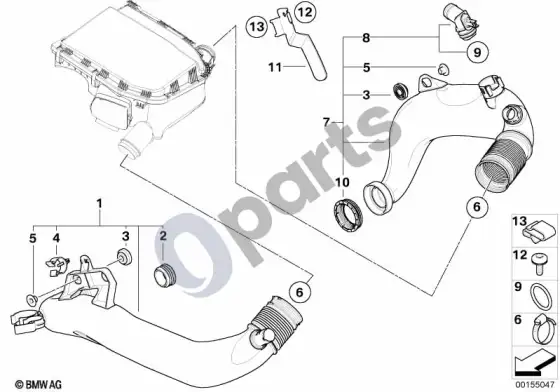 BMW 3 E90 E91 oro kanalas (E90 335I, E91 335I) – schema